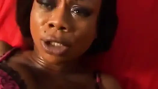 Perfect Ebony French Babe Eating Cum After Perfect Blowjob