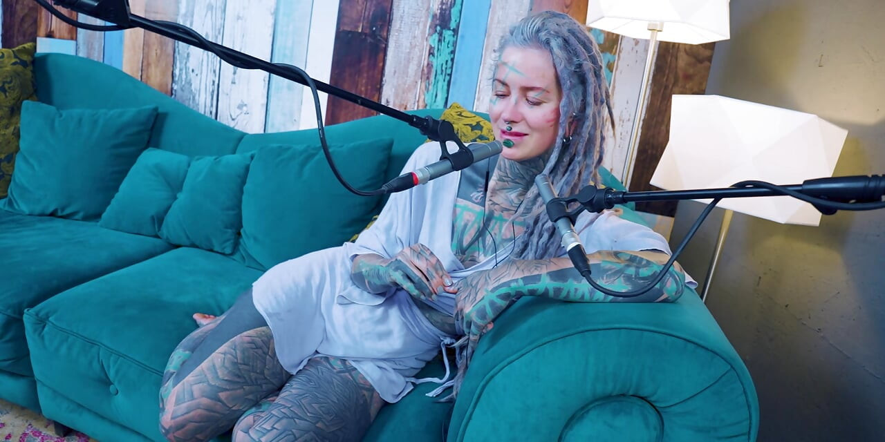 I talk about Z - zeal - ASMR podcast SFW talking goth skinny girl dreadlocks tattoo model inked girl