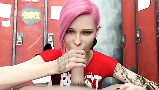 Girl Massage Turns In To Blowjob In Gym Locker Room