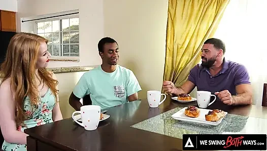 WE SWING BOTH WAYS - Sexy Redhead Fucks Two Straight Men Who Want To Try A Bisexual Threesome