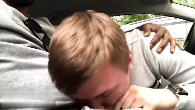 Deepthroating big uncut Russian cock in the car