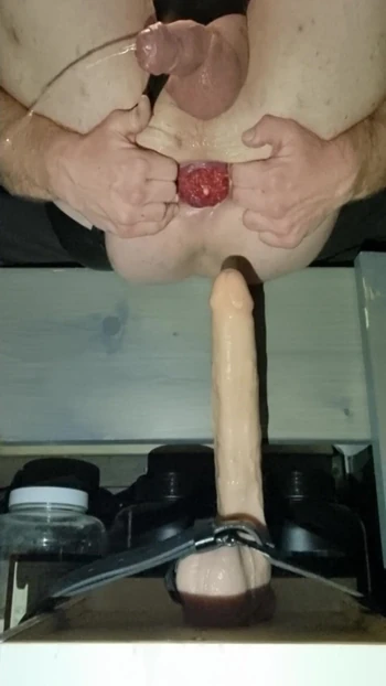 Powerful moment from "Big Natural Boobs TS Bailey Jane Leaking Cum x Piss While Riding BIG Dildo Including Prolapse"