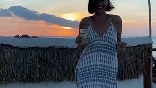 Catherine Bell - dancing outside on vacation, Nov 11, 2019