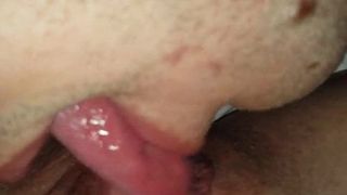 Licking wife's wet pussy
