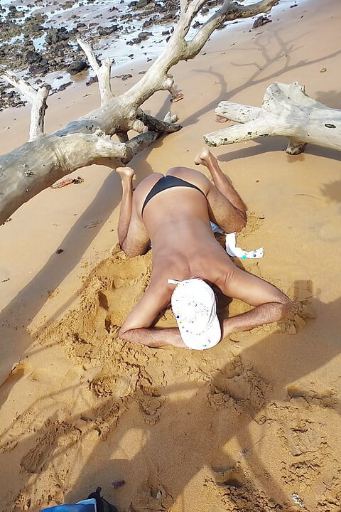 Ladysilva on the Beach Tanning Her Ass in Panties