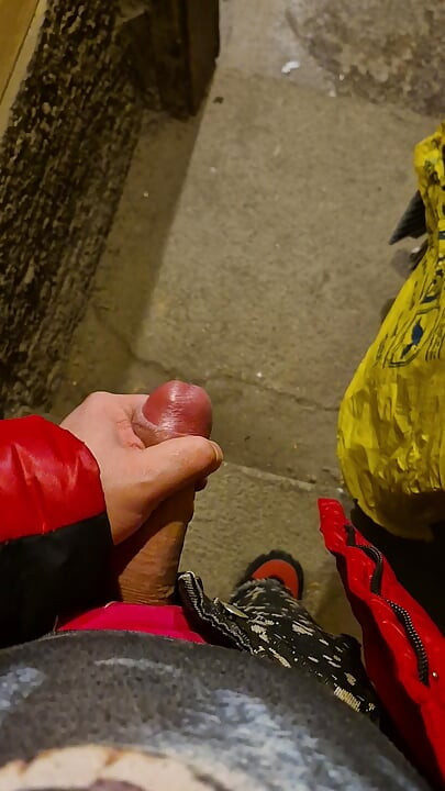 Big and thick Bulgarian cock is hard in the basement and quickly squirts with cum