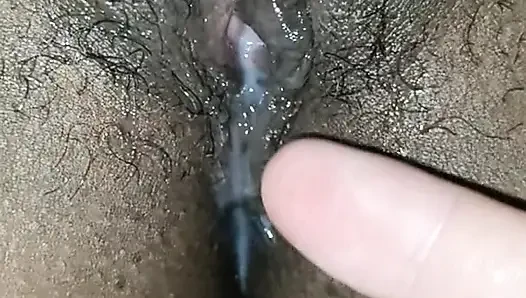 Playing with my sexy ebony skinny wife until cum and squirt