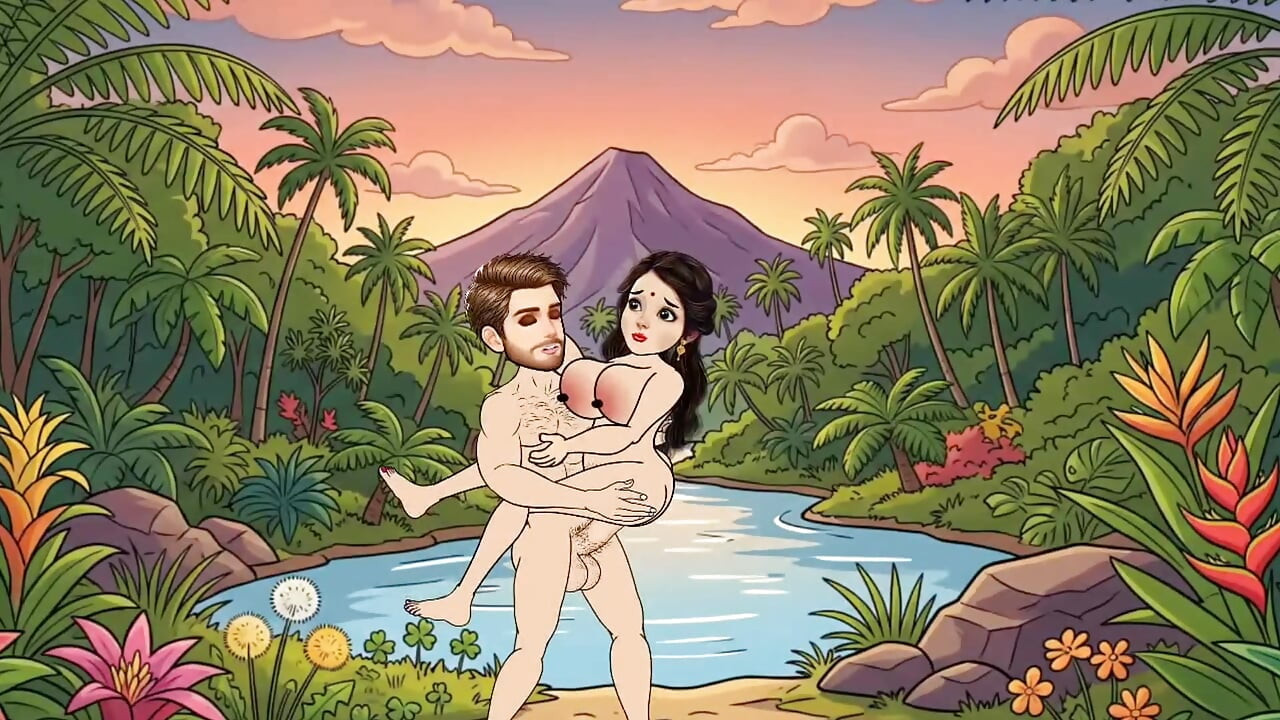 Man fucks woman with big cock in the forest, woman is very happy.