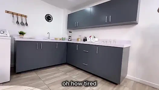 I Fuck My Stepmom's Friend in the Kitchen I Make Her Have an Orgasm with My Huge Cock