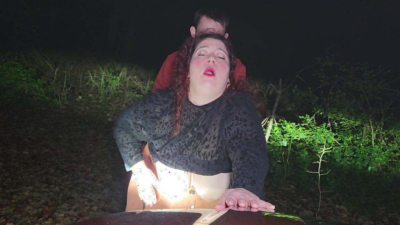Little bitch getting fucked in a forest in the middle of the night
