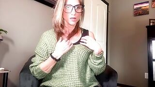 Karlie Reye bored at home so pulls her huge cock out to fuck herself.