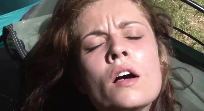 Red blonde camping girl