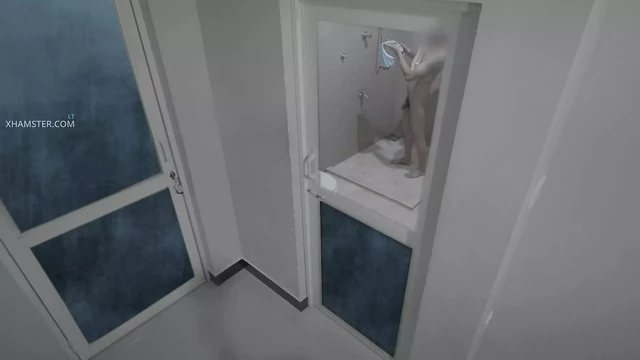 Hot hostel boy taking a shower