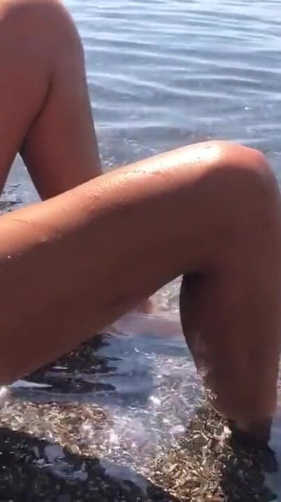Risky beach masturbation for sexy exhibitionist girl | Clip 1