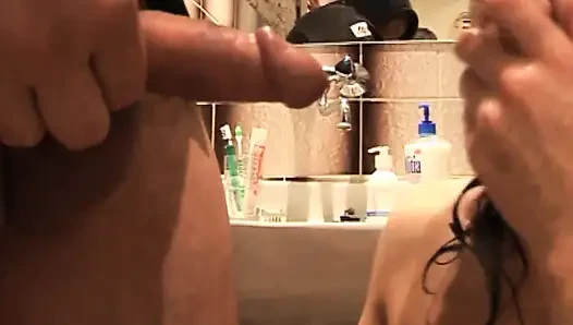 Bathroom fucking big cock sucking