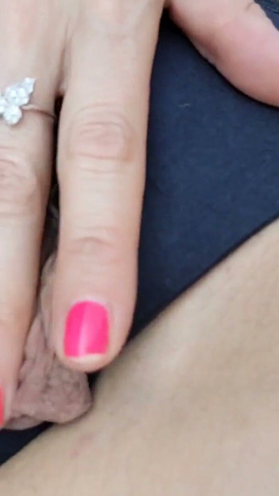 little bitch with long labia pussy lips masturbates in a fur coat on the balcony | Clip 2