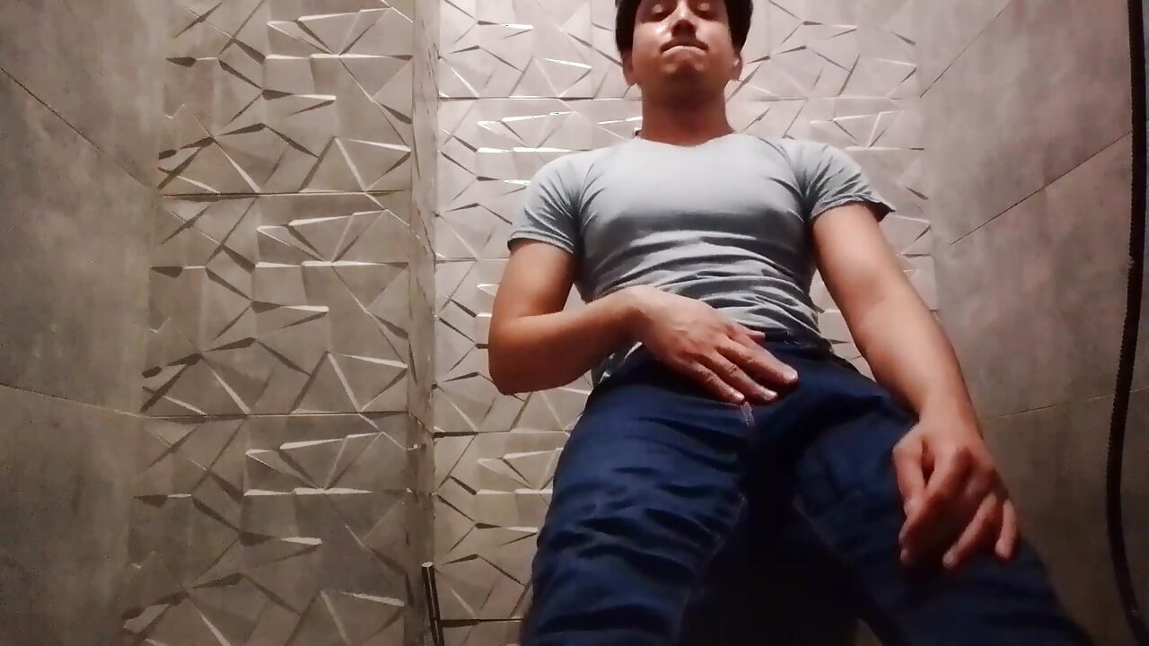 Indian Handsome Boy Masturbates Hard While His Penis Is Inside the Bathroom