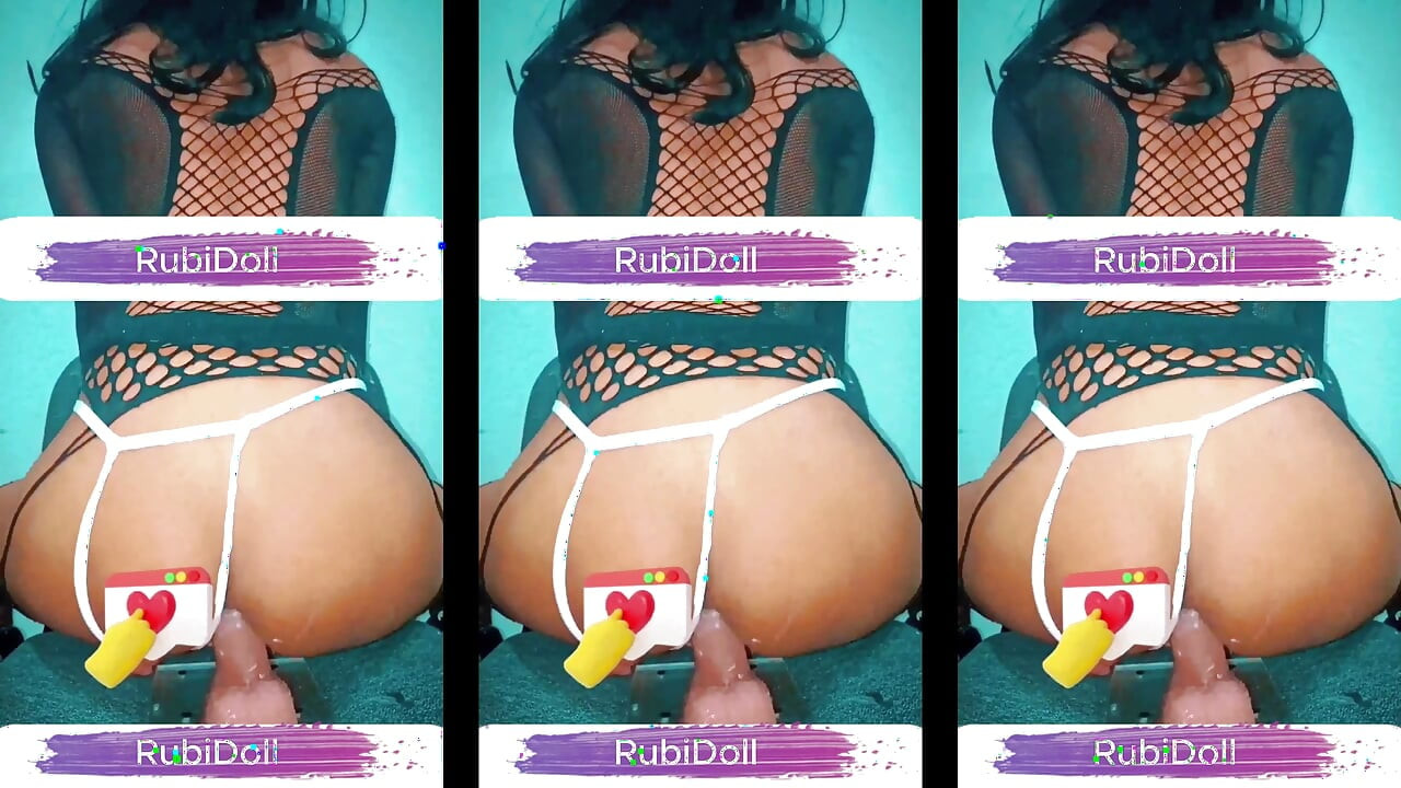 Rubidoll penetrates her small pussy with a BBC dildo