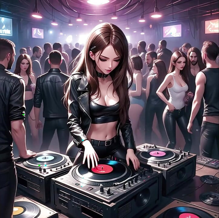 Synthwave 레트로 웨이브 DJ 세트 애니메이션 SFW AI