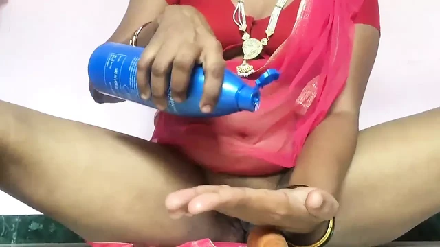 hot south indian inserting carrot into her pussy