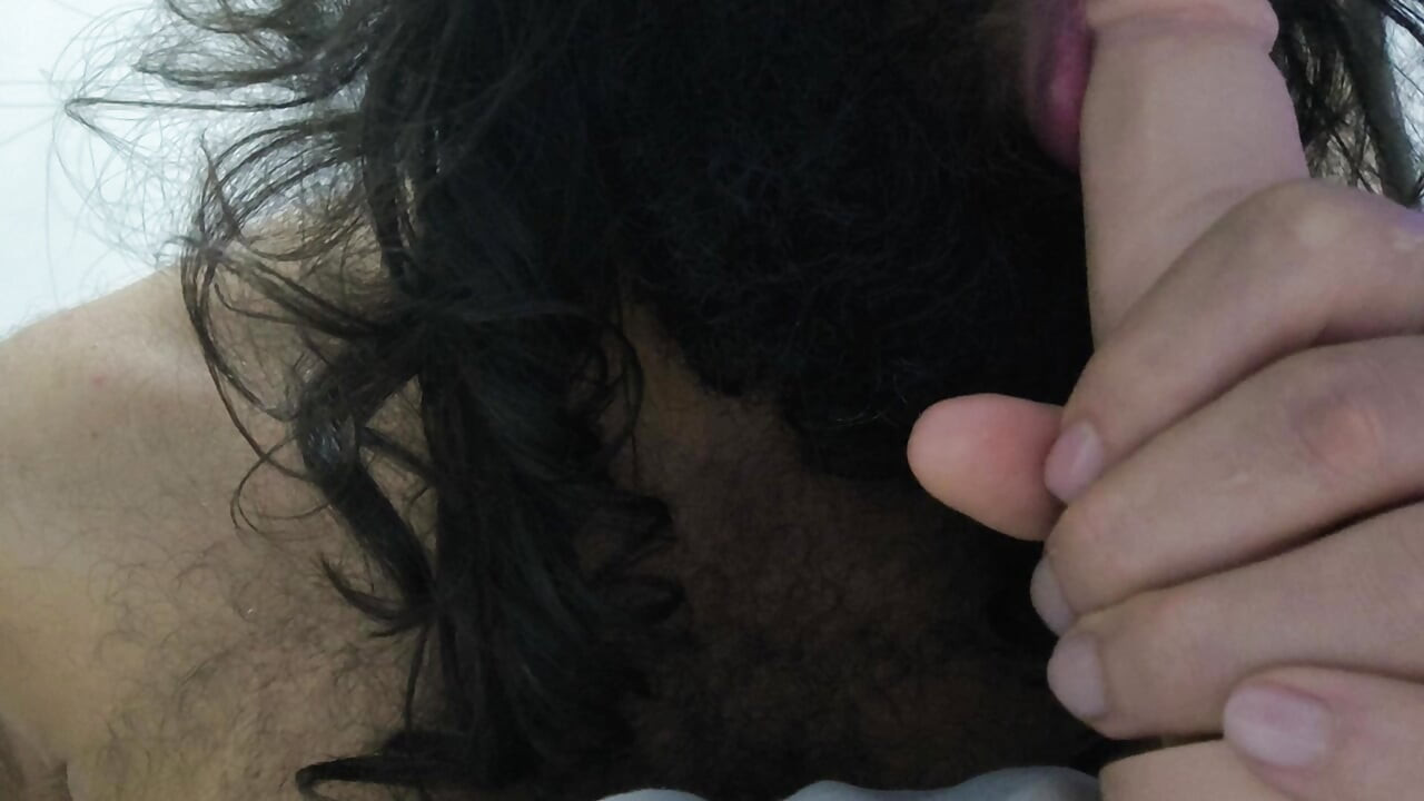 Hairy blowjob with loud moaning, hard cock, anal masturbation (Use Earphone)