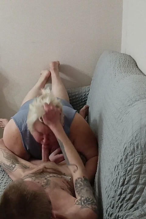 Wife Watches as Stepmom Gives Deep Blowjob and Swallows Cum