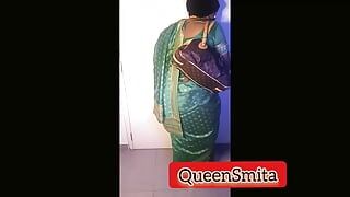 Rôle fantastique sur une amma tamoule vêtue d’un sari vert et réconfortant son beau-fils