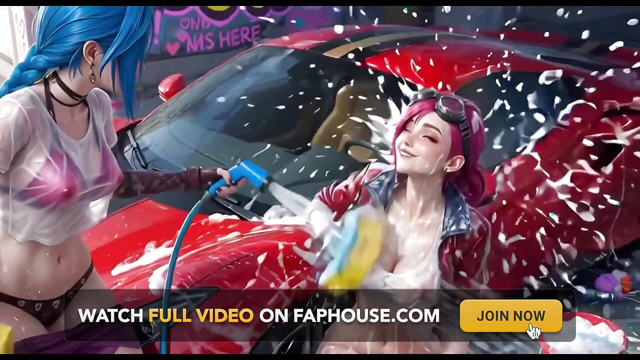 Jinx ja Vi pesevät punaisen Ferrarin märkänä ja saippuana