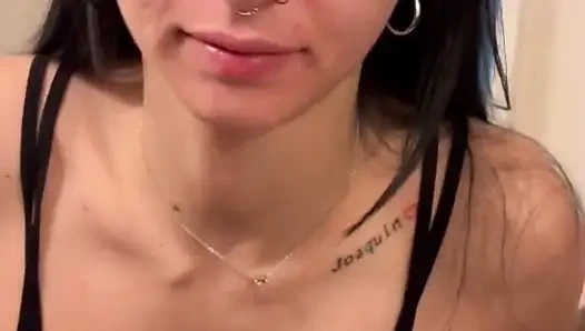 A delicious cumshot on her slut face