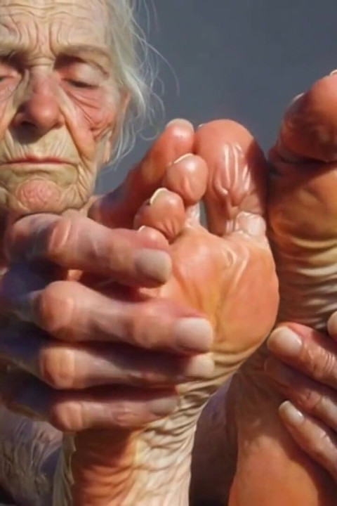 Granny Foot Oil Play - Self Massage Makes Her Horny and Dripping