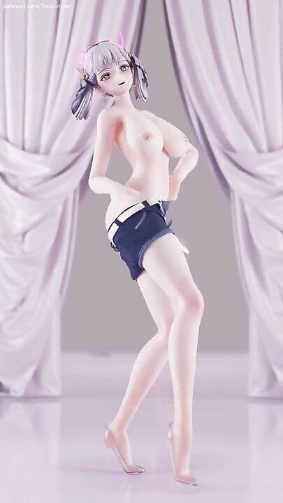 [mmd] 鸣潮 今汐aoa - Heart Cropped Shorts; Belly Top; Striptease