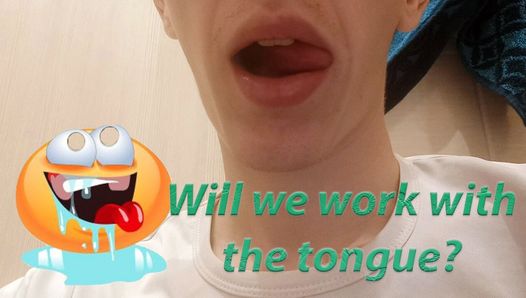 The guy plays hotly with his tongue