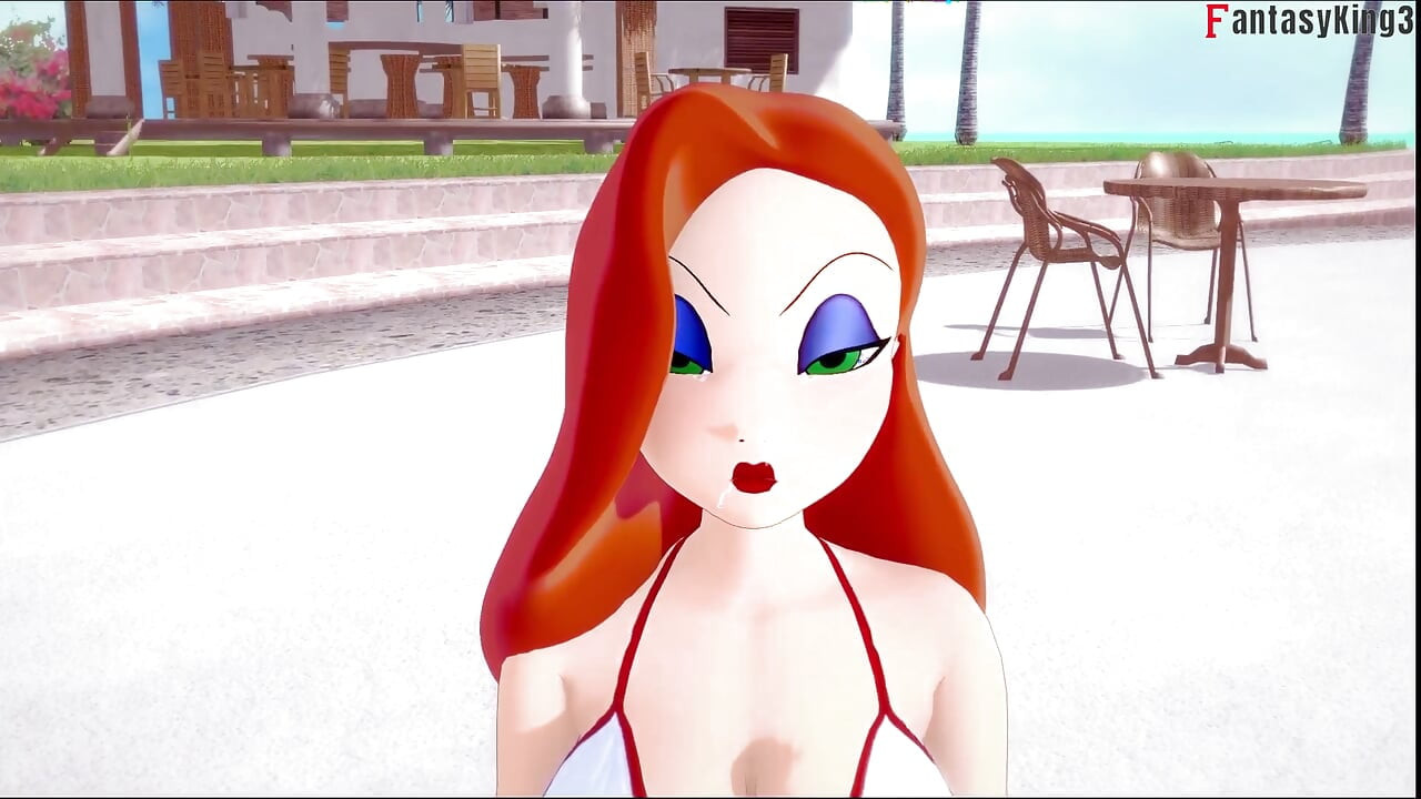 Jessica Rabbit faz boquete em piscina pública