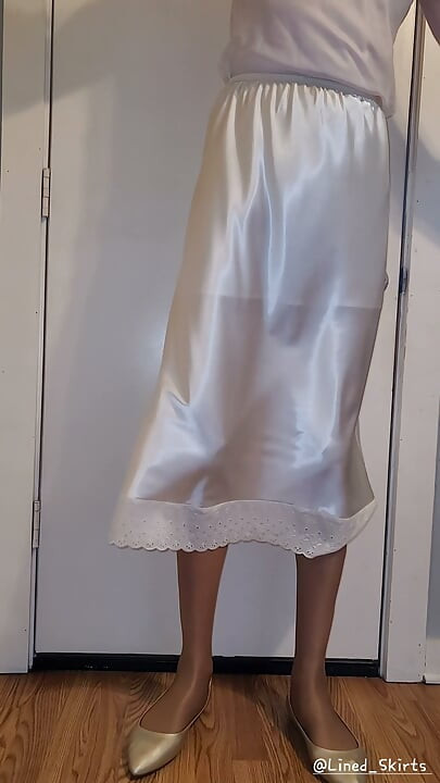 Yellow chiffon skirt with a satin half slip