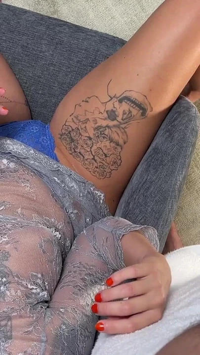 Iconic moment from "Hot Sexy and Horny MILF in Transparent Dress to show her Big Boobs teases a Big Cock Guy without giving"