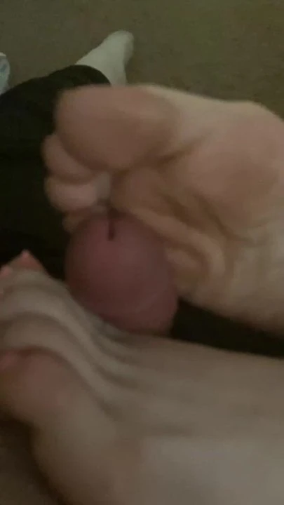 Slow Teasing Footjob on slave cock & balls