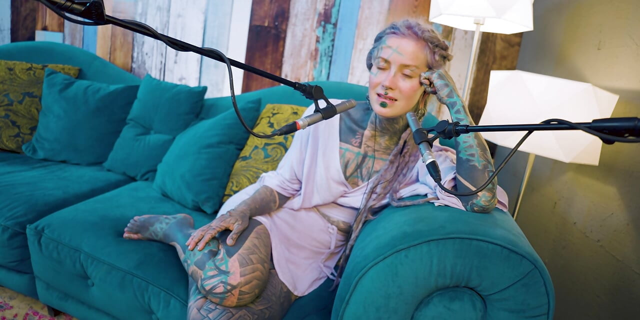 I talk about A - authentic - ASMR - Podcast - Talking - tattoo girl model goth punk dreadlocks