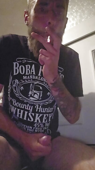 Big dick wanking with smoking fetish cum shot