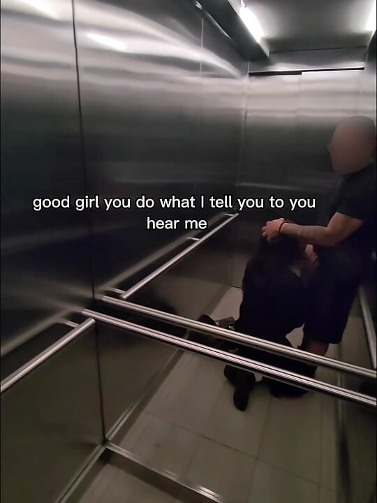 Shy Girl Gets Convinced in Elevator to Swallow a Stranger's Cum