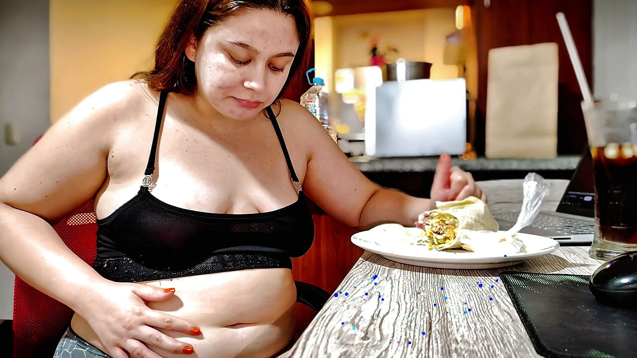 Nicole's Stuffed Belly Tease After Big Burrito Stuffing Session