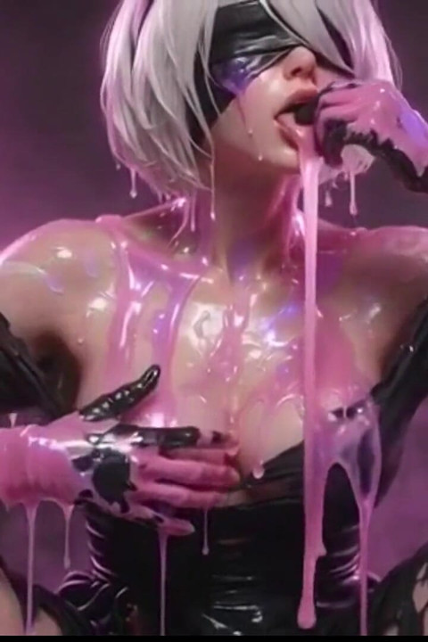 2b Nier Automata Covered in Thick Pink Slime - Ahegao Compilation