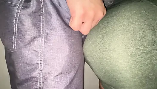 She Accidentally Grabs a Stranger's Dick While Waiting in Line