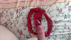 Step Mom panty makes me horny. I wank my cock & cum on pants
