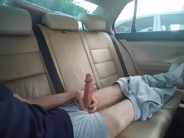 jerking off and cum in the car