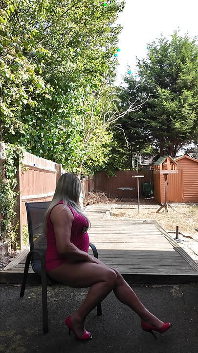 Sexy Crossdresser kellycd2022 in my pink mesh dress and heels