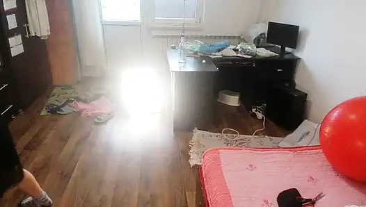 Amateur Woman Has Fun Trying on Clothes and Cutting Them
