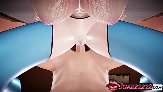 Bri, das nasse Anime-mädchen mit blauen haaren, pOV doggystyle mit perfektem arsch und missionarsstellung auf dem boden endet mit creampie