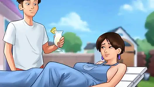 Summertime saga: milf reife MILF verführt jüngeren mann in ihrer garten ep 108