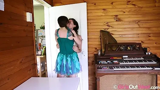 Horny Unshaven Brunettes Find Private Room to Lick and Finger Each Other's Hairy Cunt