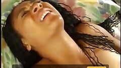 Sexy black chick gets her shaved pussy and tight asshole licked
